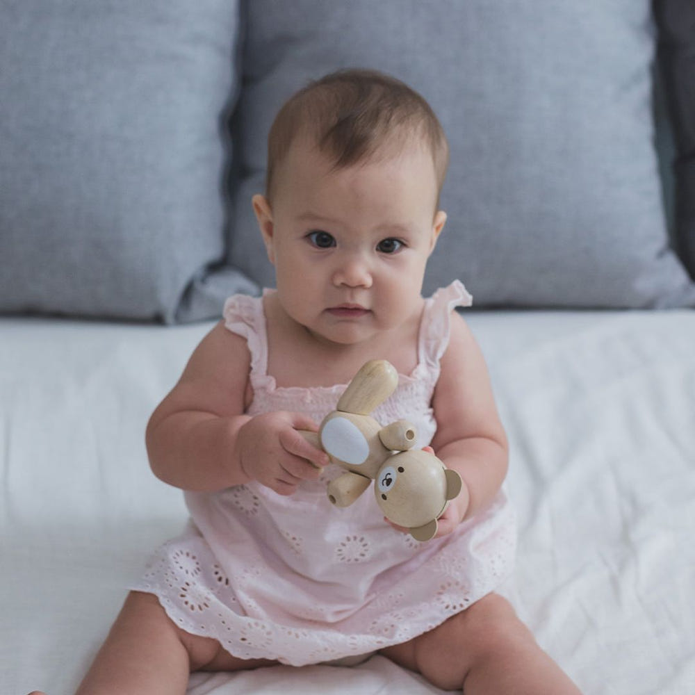 Soft plush bear comforter for babies, perfect for cuddling and soothing. Ideal lovey for infants and toddlers.