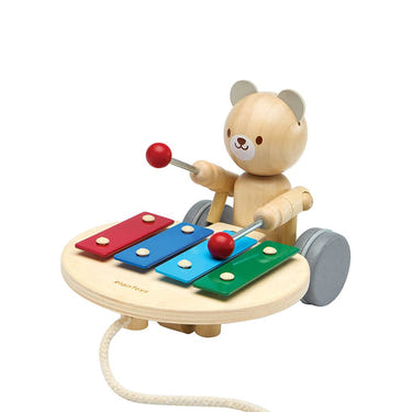 Pull Along Musical Bear toy for babies, featuring a cute design and engaging sounds for entertainment and play.