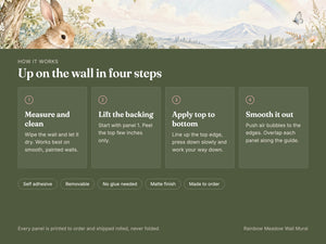Watercolor Rainbow Meadow Bunny Wall Mural, image 9