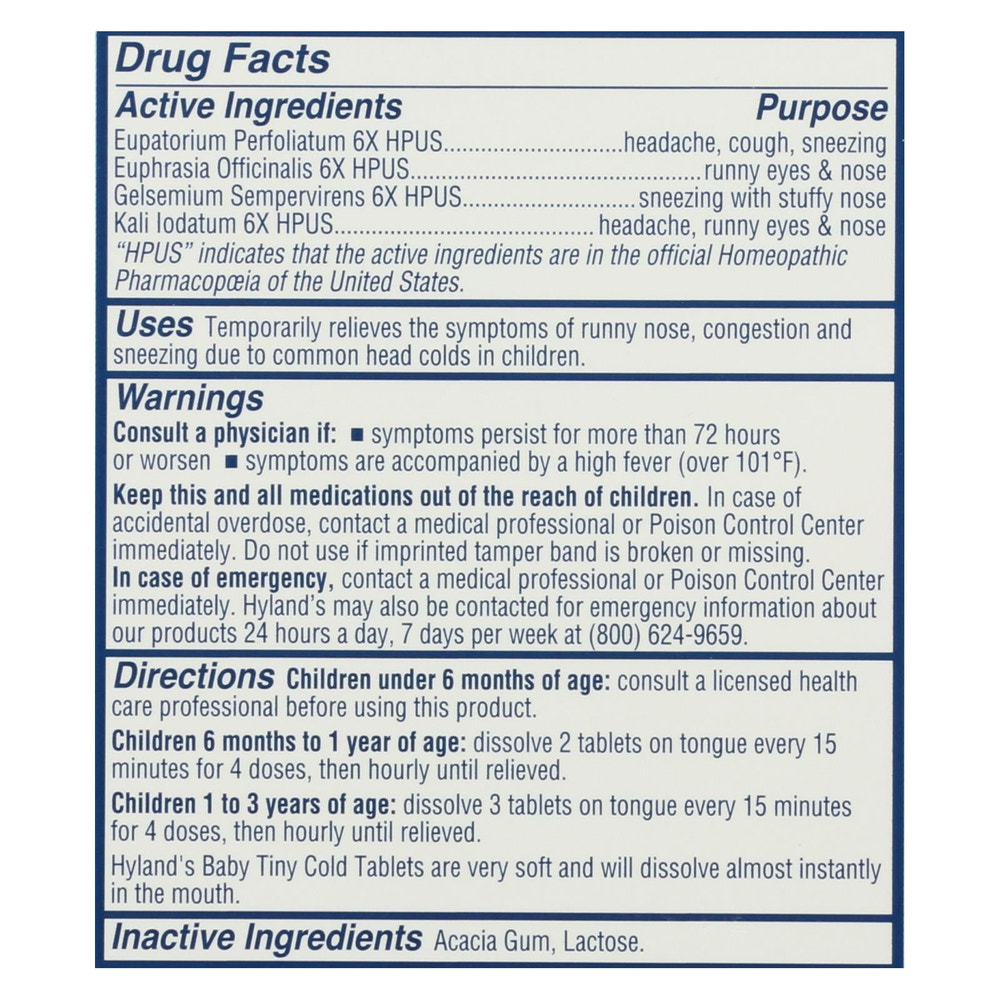 Hyland's Homeopathic Baby Cold Relief Tablets (125ct)