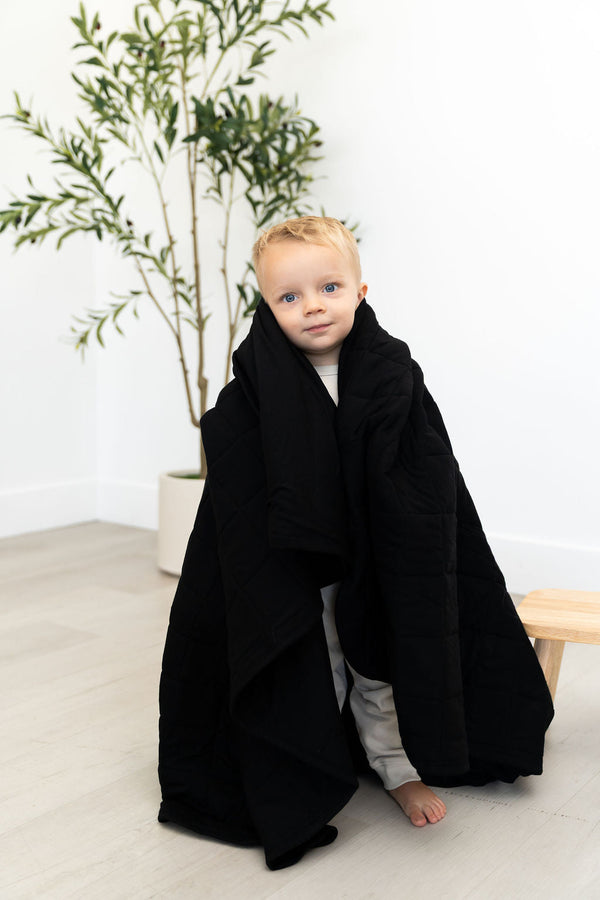 Black Quilted Bamboo Blanket