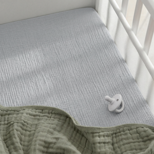 Muslin Cotton Bassinet Sheets, 2 Pack in Pacific Blue and Heather