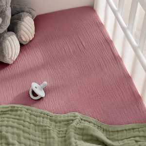 Muslin Cotton Bassinet Sheets, 2 Pack in Mauve and Blush