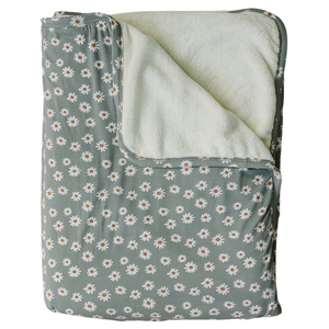 Light Green Daisy Bamboo Fleece Quilt - MOOGCO Baby