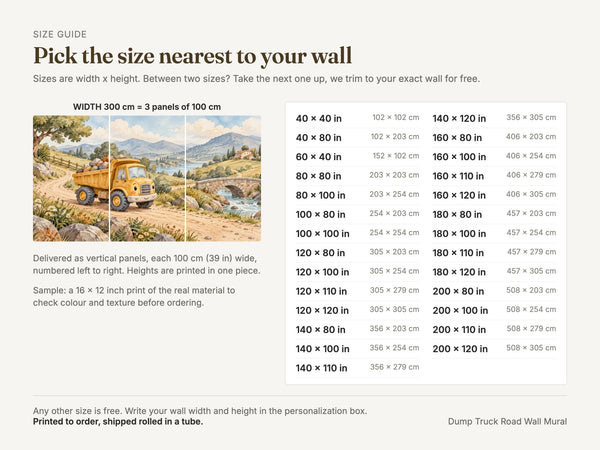 Watercolor Dump Truck Road Wall Mural, image 5