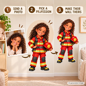 Personalized Firefighter Wall Decal from Photo, Dream Job Sticker, image 8