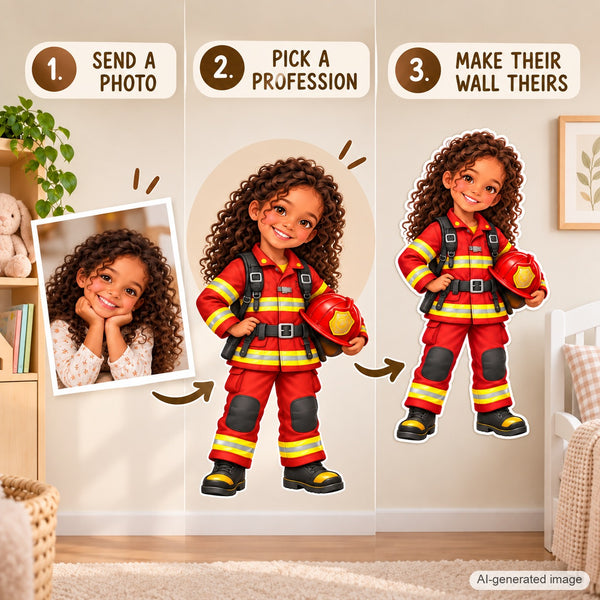Personalized Firefighter Wall Decal from Photo, Dream Job Sticker, image 8