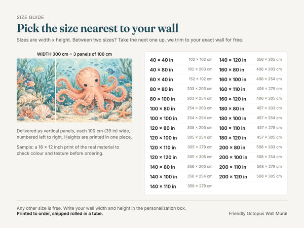 Watercolor Friendly Octopus Ocean Wall Mural, image 5
