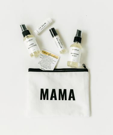 Self Care Mama Pouch Bundle - Bath & Body Gift Set for new moms, featuring soothing skincare essentials.