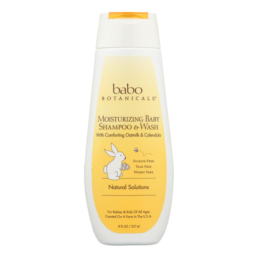 Babo Botanicals Oatmilk & Calendula Baby Shampoo and Wash, 8 Fl Oz - Gentle moisturizing formula for babies.