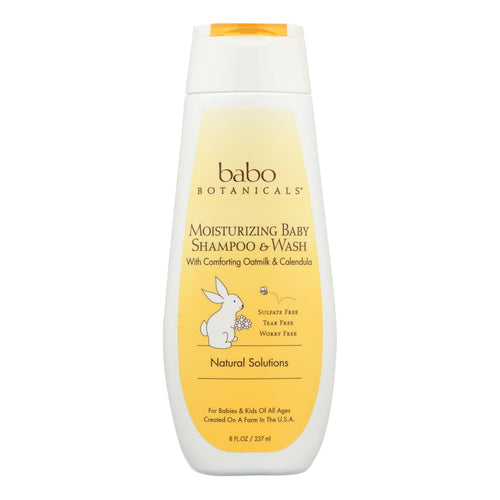 Babo Botanicals Oatmilk & Calendula Baby Shampoo and Wash, 8 Fl Oz, gentle formula for baby's delicate skin and hair.