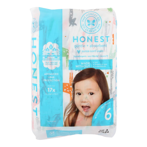 Honest Company Giraffe Diapers Size 6, Pack of 18, shown from angle 2, perfect for stylish diaper bags.