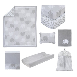NoJo Dreamer Gray Elephant 8-Piece Nursery Crib Bedding Set
