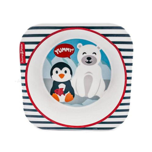 Primo Passi Bamboo Fiber Kids Square Bowl Winter Friends 5.5x5.5x1.5