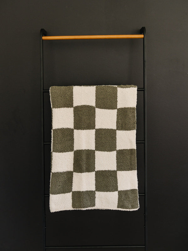 Green Checkered Plush Blanket