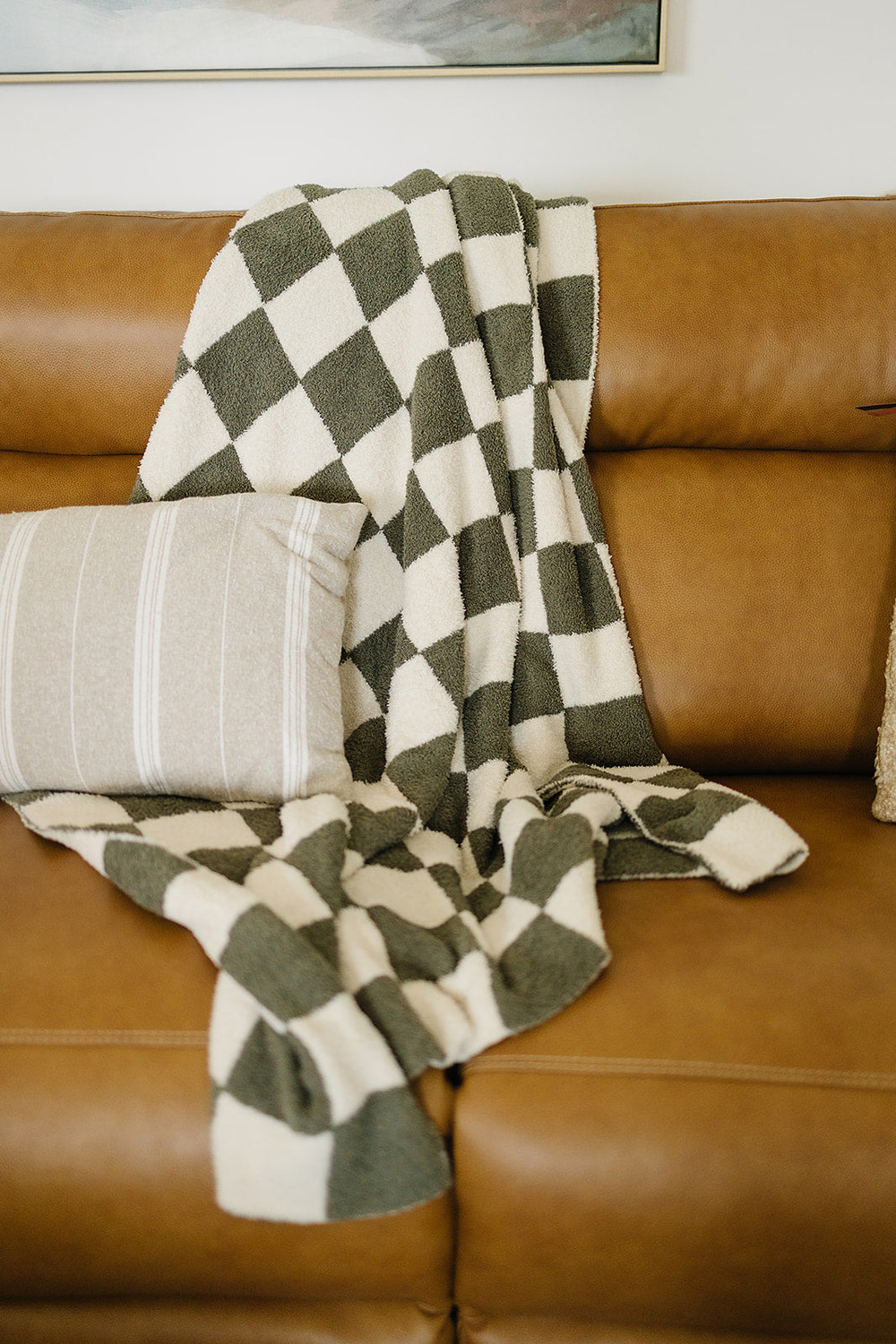 Green Checkered Plush Blanket - MOOGCO Baby