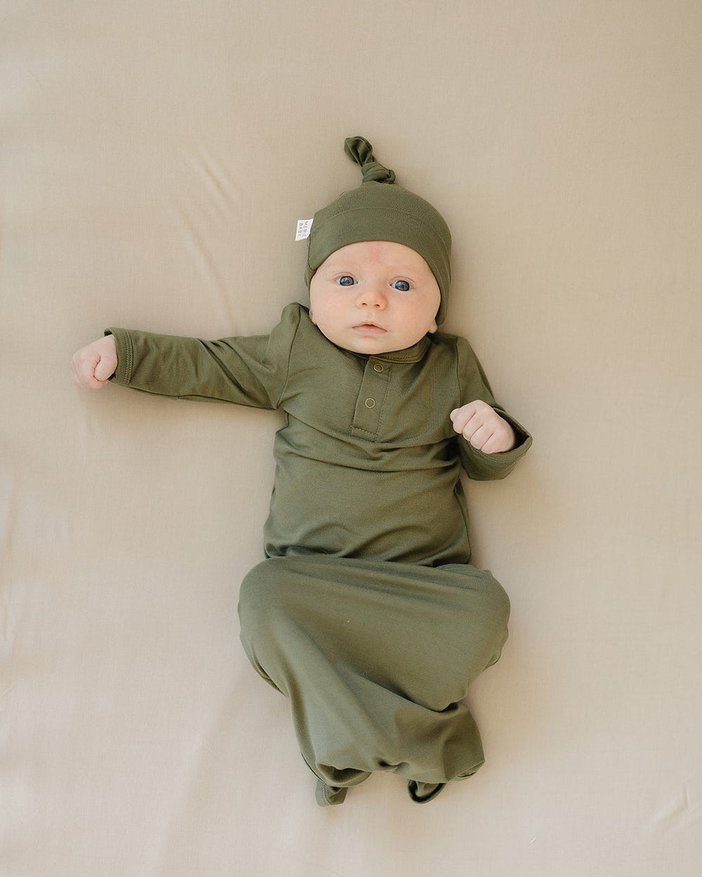 Olive Bamboo Knot Gown - MOOGCO Baby