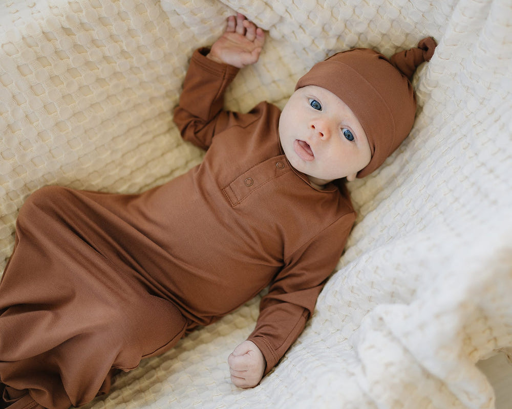 Rust Bamboo Newborn Knot Hat - MOOGCO Baby