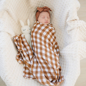 Gingham Muslin Swaddle Blanket