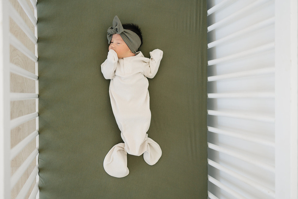Olive Bamboo Stretch Crib Sheet - MOOGCO Baby