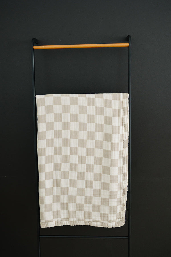 Taupe Checkered Muslin Quilt