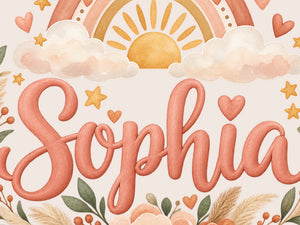 Personalised Boho Rainbow Name Wall Decal, image 4
