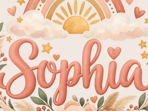 Personalised Boho Rainbow Name Wall Decal, image 4