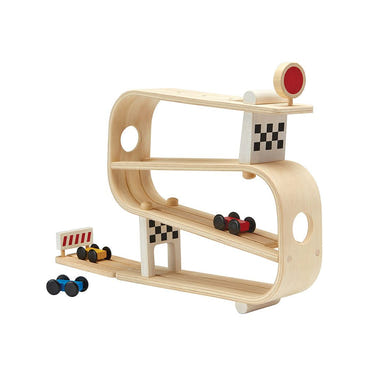 Colorful Ramp Racer toy for babies, featuring multiple tracks for racing cars, promoting fun and motor skills development.