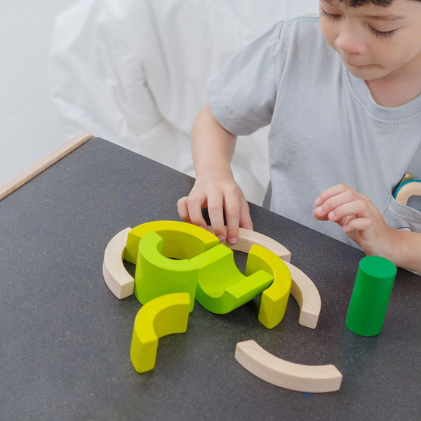 Colorful Curve Blocks for early learning and sensory play, showcasing unique shapes and textures from angle 3.