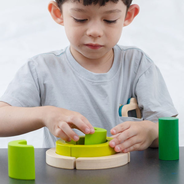 Colorful Curve Blocks for early learning and sensory play, showcasing various shapes and angles in a playful arrangement.