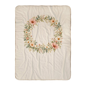 Personalize the Floral Monogram sherpa baby blanket in cream with your baby's name