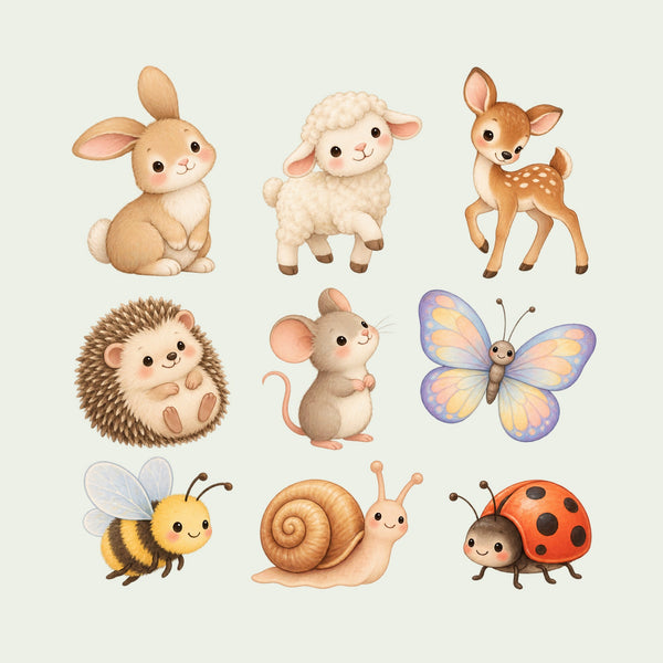 Baby Meadow Animal Wall Decals, Set of 9, image 1
