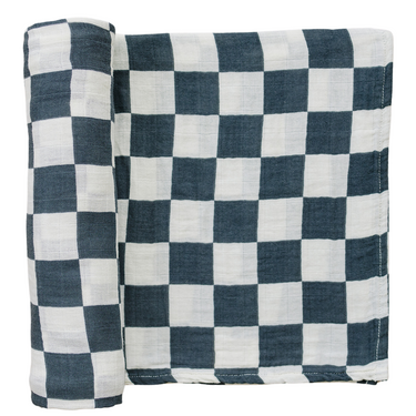 Charcoal Checkered Muslin Swaddle Blanket - MOOGCO Baby