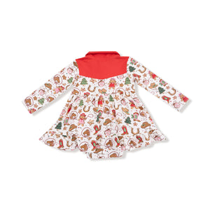 Cowgirl Christmas - Long Sleeve Cowgirl Bodysuit Dress