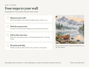 Watercolor Canoe Lake Camping Wall Mural, image 6