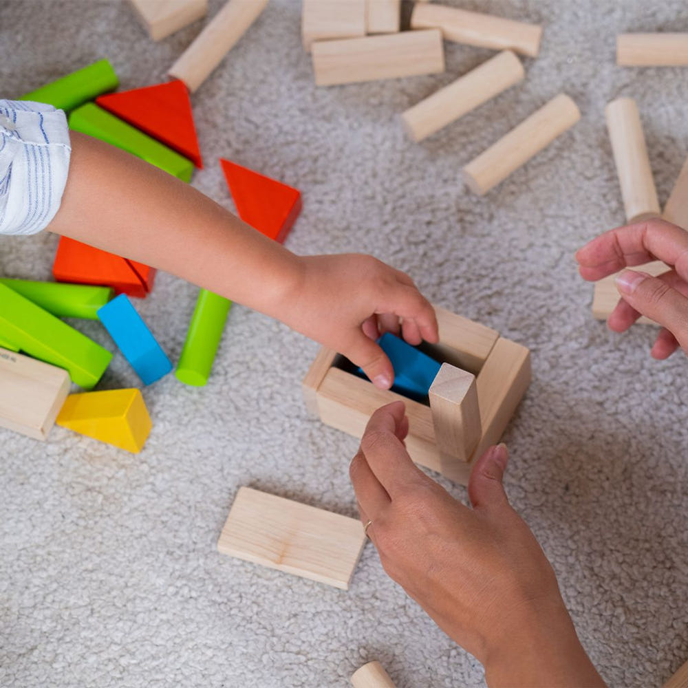 Colorful 40 unit blocks set for STEM learning and creative play for babies and toddlers.