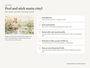Watercolor Quiet Garden Pond Bunny Wall Mural, image 7