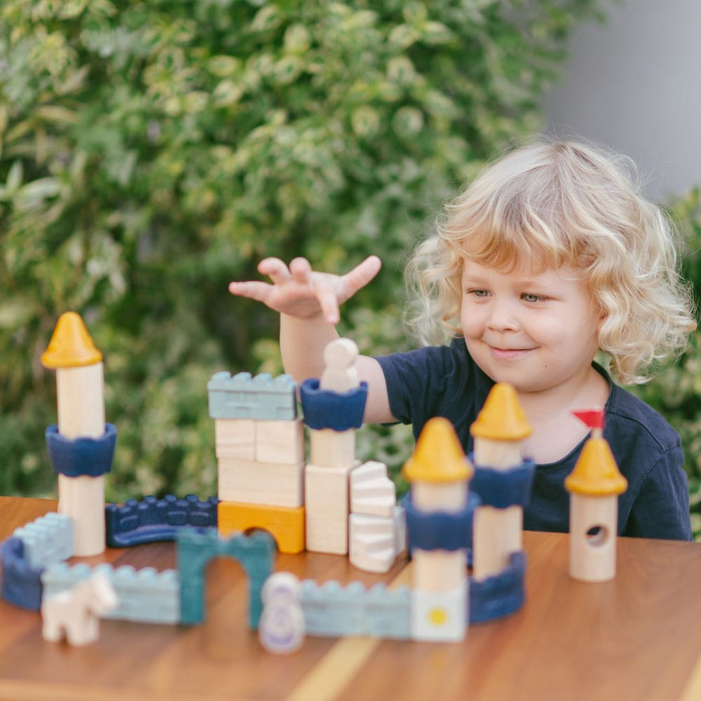 Colorful Castle Blocks for babies, promoting STEM learning and creative play. Perfect for little builders!