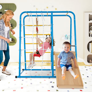 6-in-1 Indoor Jungle Gym with Slide for Boys and Girls 3+ Years Old