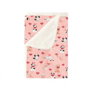 Pups & Kisses (Dream Luxe Blanket) - Pink