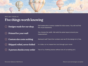 Watercolor Mountain Hot Air Balloons Wall Mural, image 10