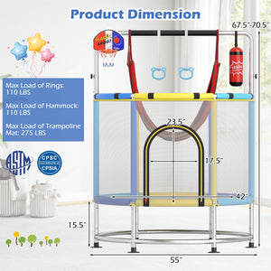 55" Kids Trampoline Gift for for 3-6 Years Old Boys and Girls