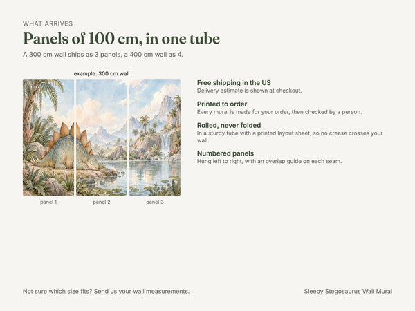 Watercolor Sleepy Stegosaurus Dinosaur Wall Mural, image 8