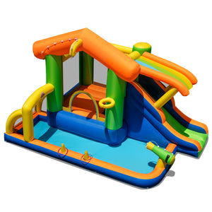 8-in-1 Inflatable Bounce House Water Park without Blower for Kids with Blower