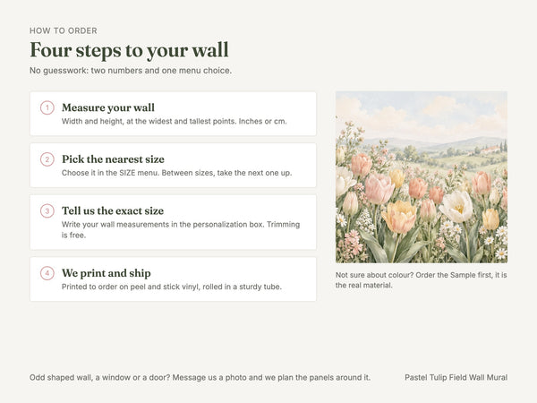Watercolor Pastel Tulip Field Wall Mural, image 5