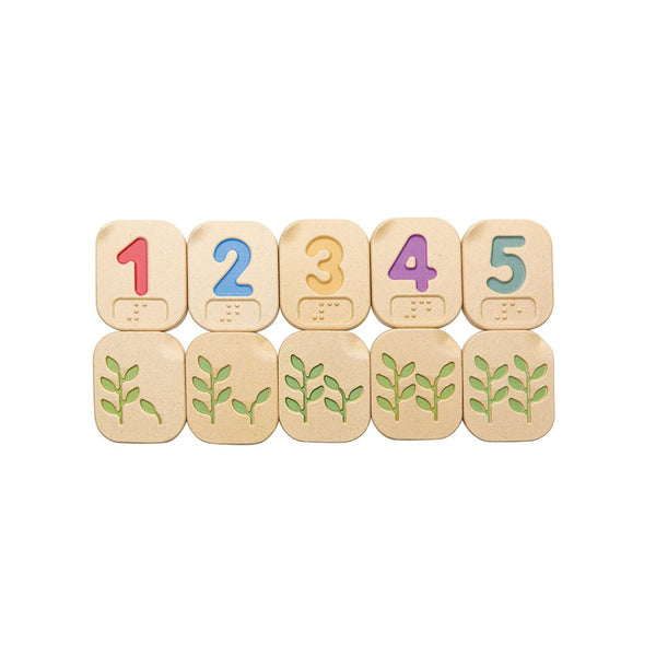 Braille Numbers 1-10 for early learning and sensory play, displayed at an angle for engaging visual appeal.