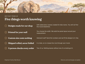 Watercolor Elephant Family Safari Wall Mural, image 10