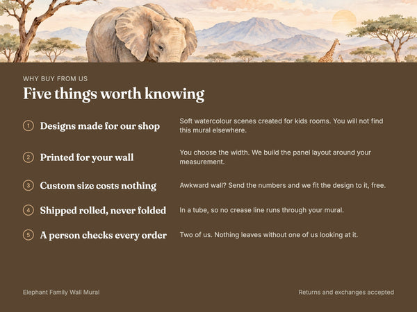 Watercolor Elephant Family Safari Wall Mural, image 10