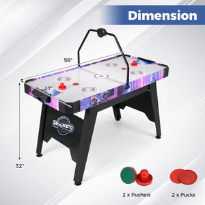 56 Inch Air Hockey Table with LED Digital Scoreboard and Powerful 12V Motor