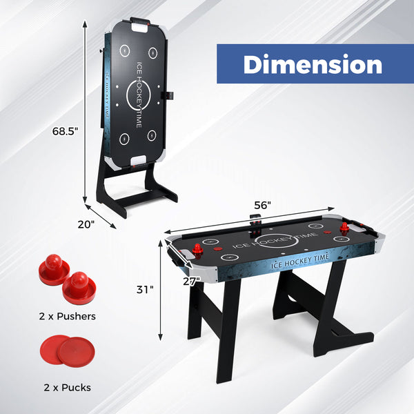 56 Inch Air Hockey Table with Powerful 12V Motor and LED Digital Scoreboard